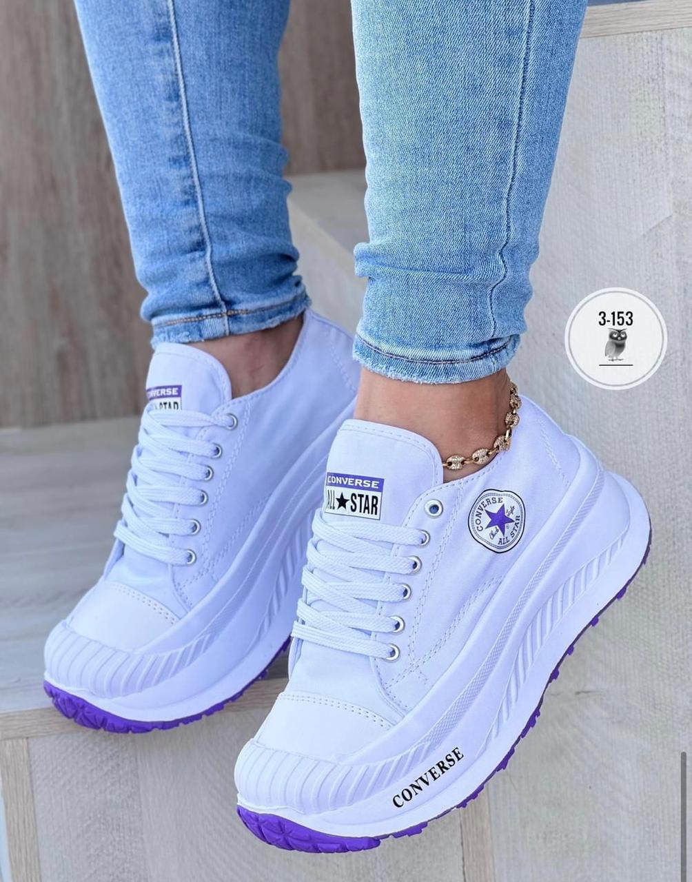 Tenis zapatilla Converse blanco- lila - Image 2