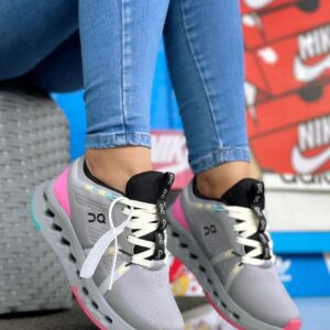 Tenis On Cloud Gris Rosa Dama