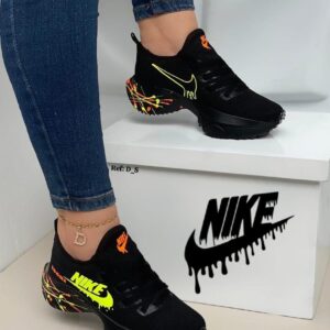 Tenis Nike Estilo Media Negro Neón Dama