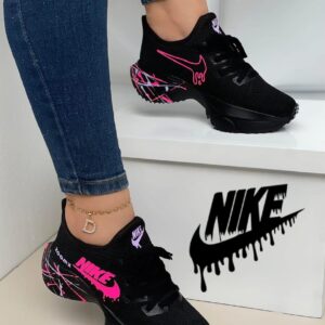 Tenis Nike Estilo Media Negro Rosa Lila